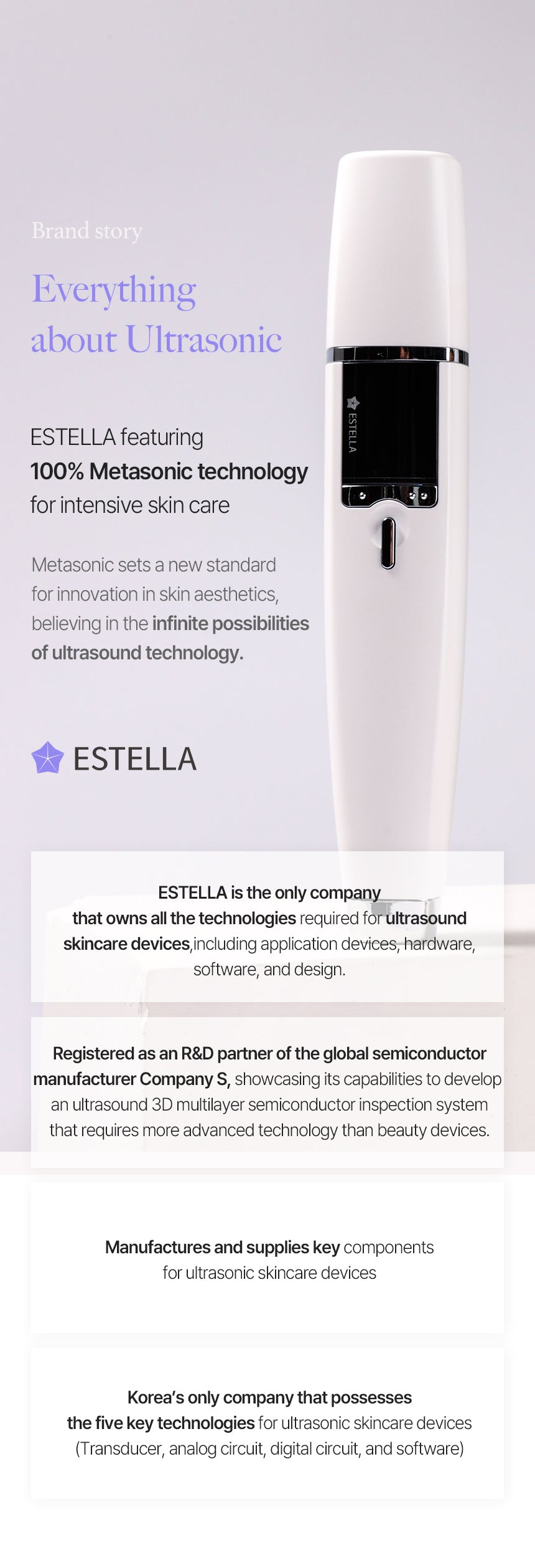 EstellaMAX Lumi White [for Body & Face] Ultrasonic Skincare Portable Device