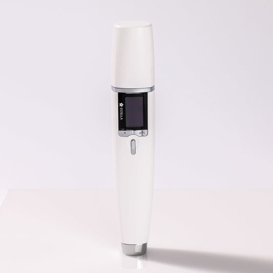 The device in the image is the EstellaMAX from the GPT 5 series, designed for skin and body care. It features 5 ultrasound frequencies and 15 treatment programs, making it versatile for personalized skincare and body treatments. Ideal for rejuvenating the skin and toning the body.